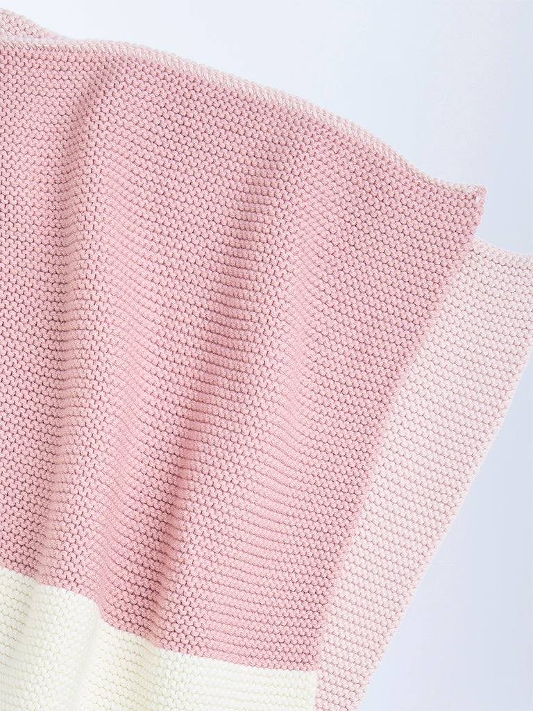 HOP Baby Pink Patchwork Detailed Cotton Blanket