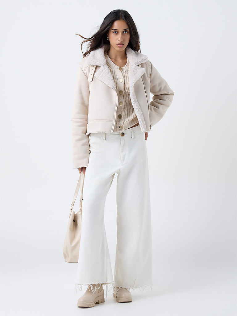 LOV Off-White Solid Jacket