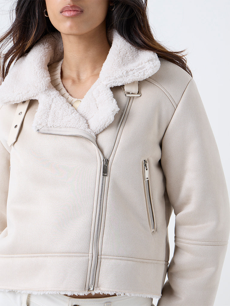 LOV Off-White Solid Jacket