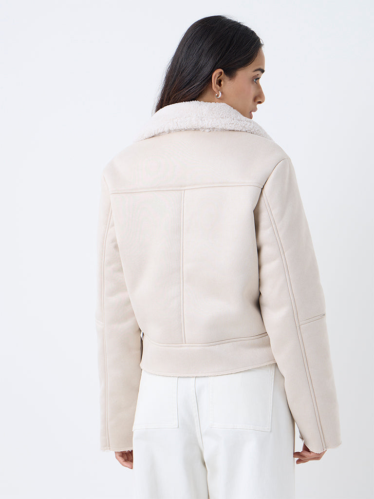 LOV Off-White Solid Jacket