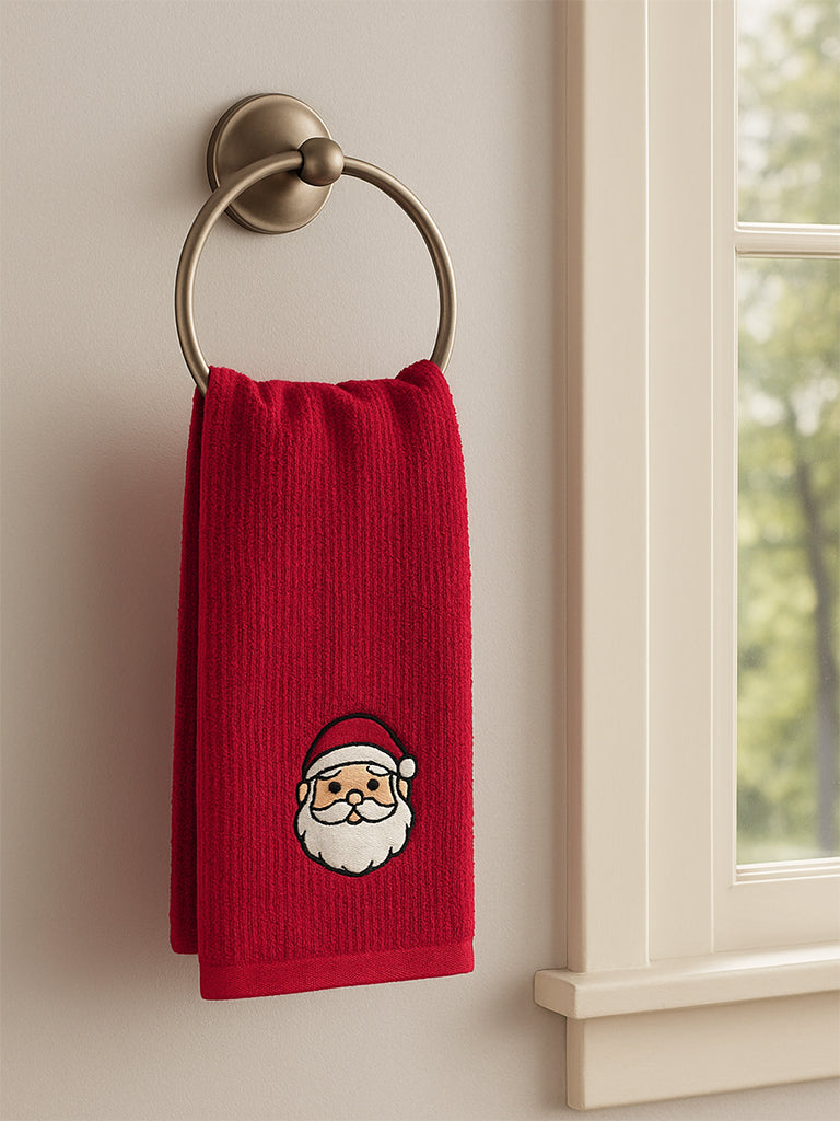 Westside Home Red Christmas Waffle Guest Towel (Set of 2)