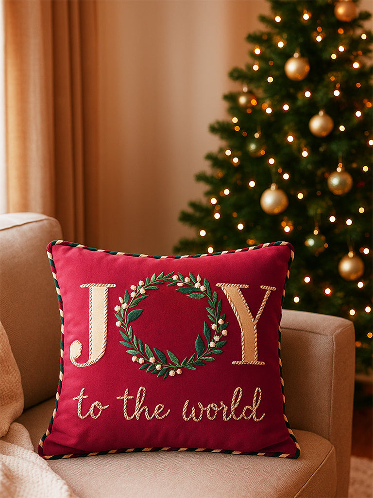 Westside Home Red Christmas Joy Cushion Cover