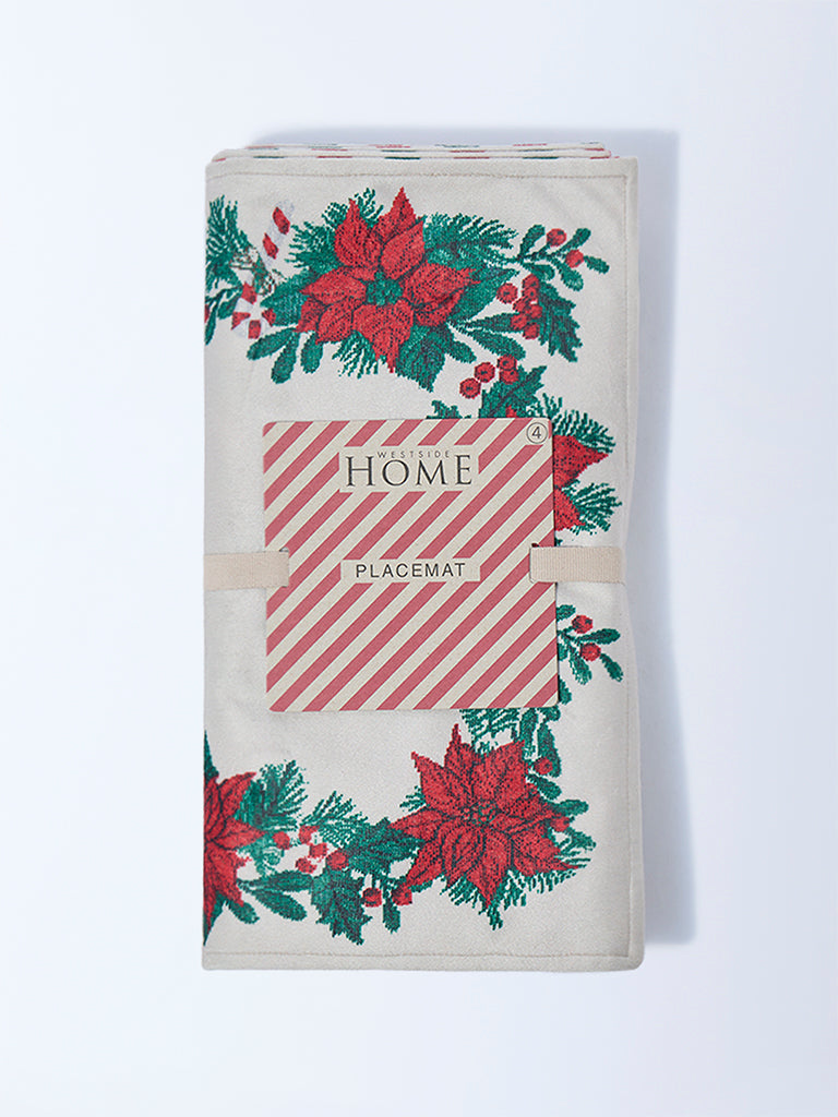Westside Home Multicolour Christmas Poinsettia Placemats (Set of 4)