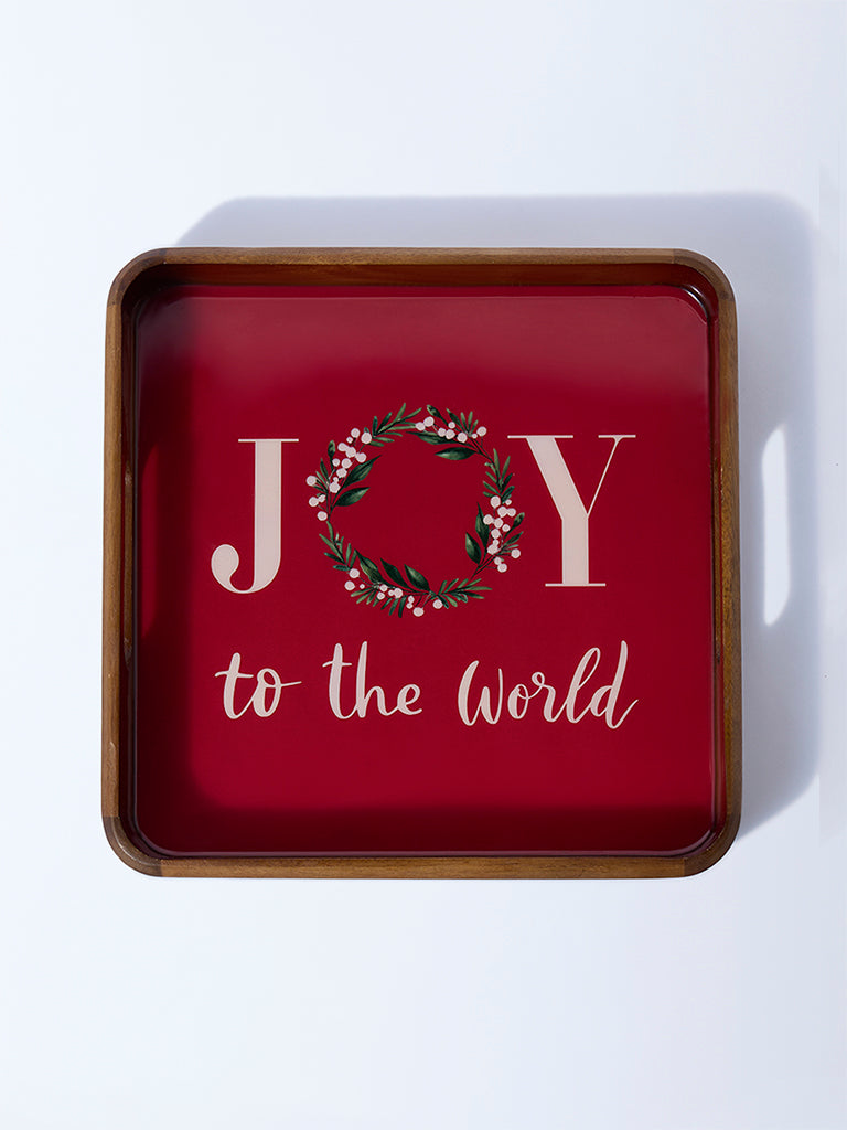 Westside Home Red Christmas Enamel Tray