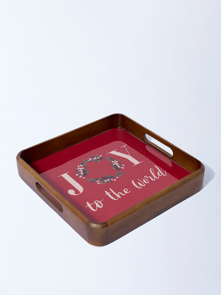 Westside Home Red Christmas Enamel Tray