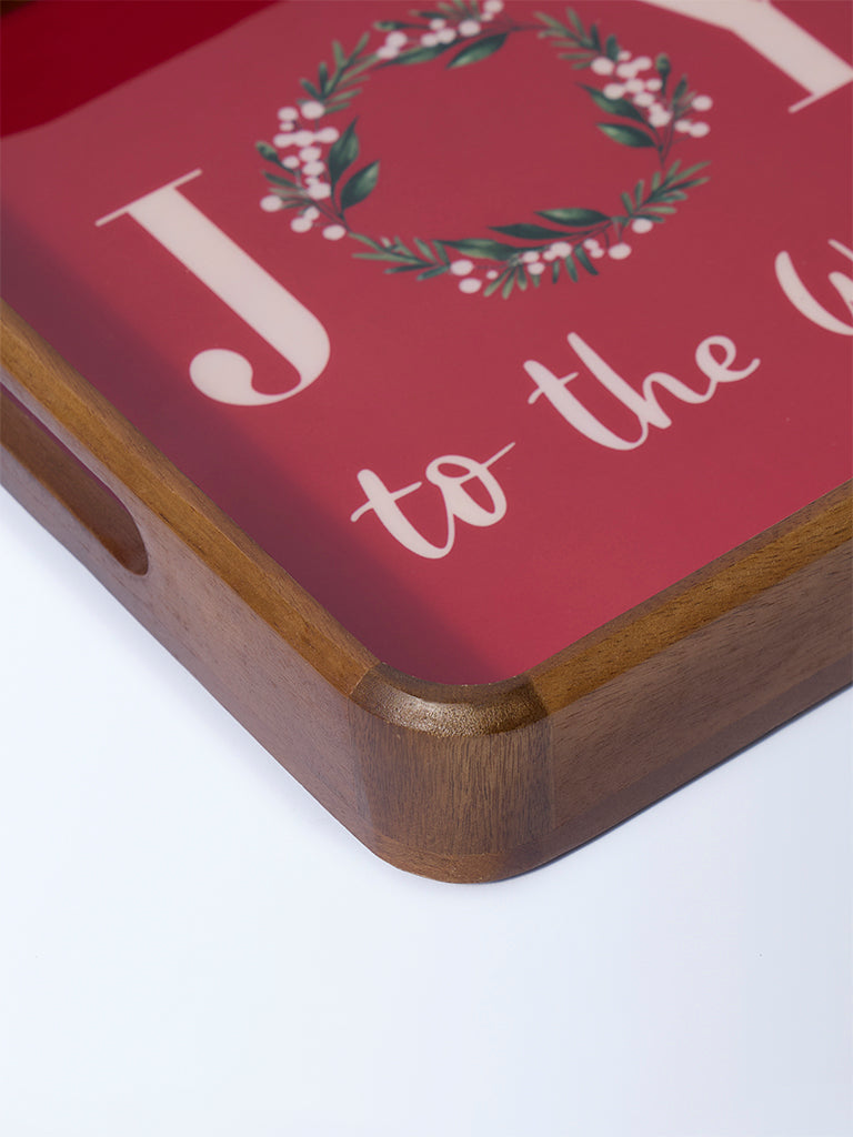 Westside Home Red Christmas Enamel Tray