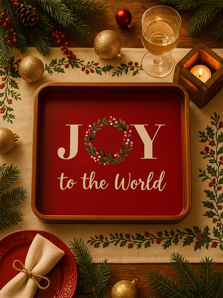 Westside Home Red Christmas Enamel Tray