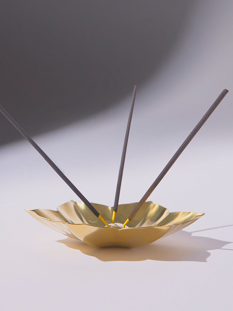 Westside Home Gold Lotus Incense Holder with Three Sticks - Festive Season Gift