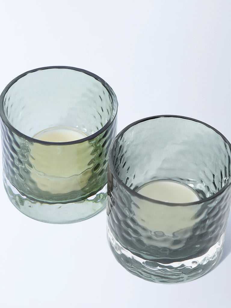 Westside Home Green Glass Votive Tealight Candle Holder (Set of 2) - Festive Season Gift