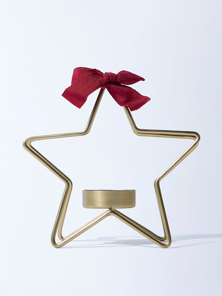 Westside Home Gold Star Tealight Candle Holder Christmas Decoration