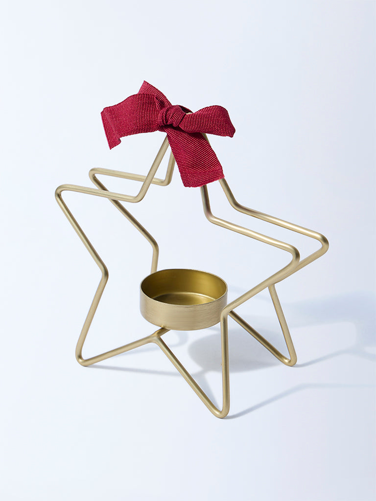 Westside Home Gold Star Tealight Candle Holder Christmas Decoration