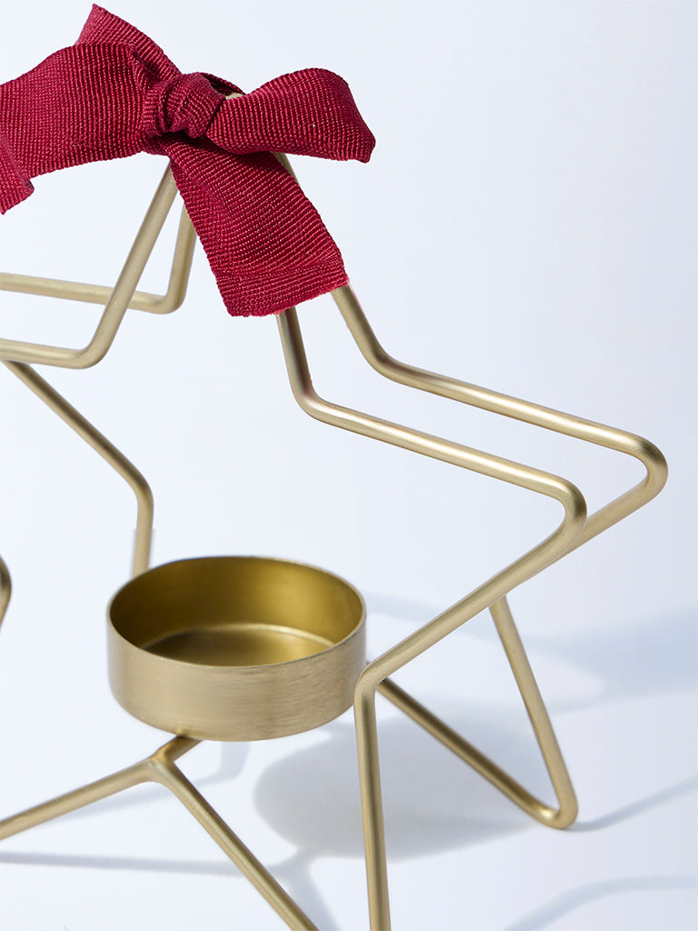Westside Home Gold Star Tealight Candle Holder Christmas Decoration