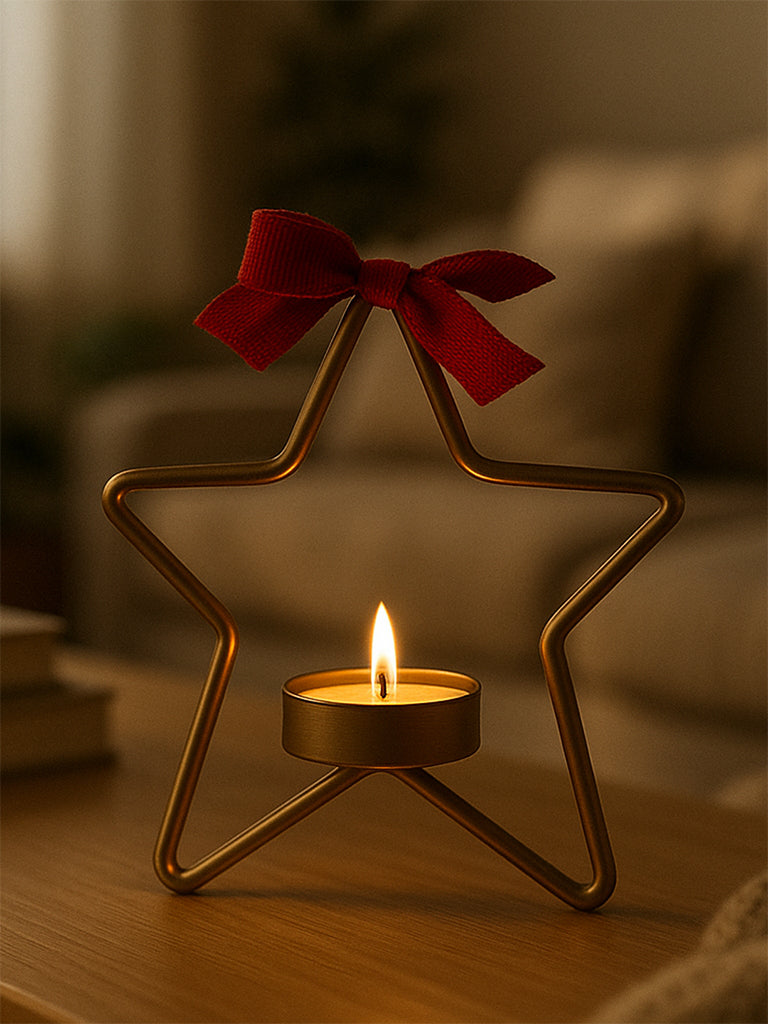 Westside Home Gold Star Tealight Candle Holder Christmas Decoration
