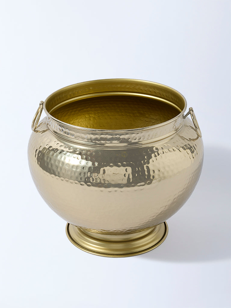 Westside Home Gold Hammered Textured Urli Planter