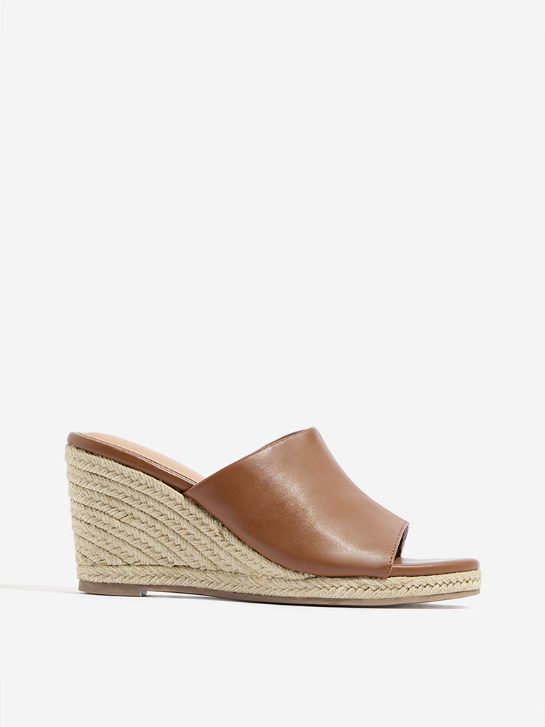Westside LUNA BLU Women's Dark Brown Wedge Sandals for Casual Wear Side View