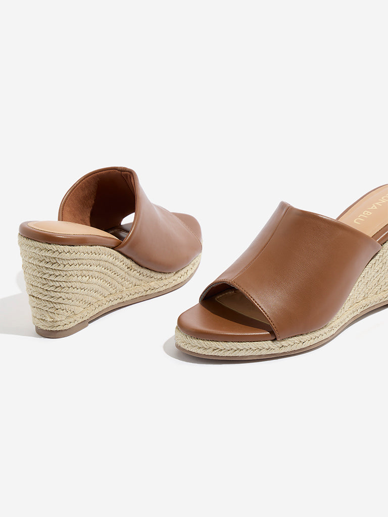 Westside LUNA BLU Women's Dark Brown Wedge Sandals for Casual Wear Top View