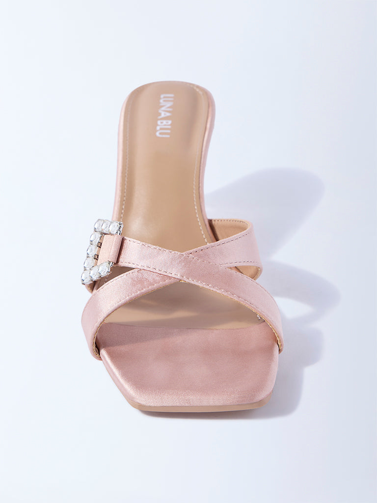 LUNA BLU Blush Pink Wedge-Heel Sandals
