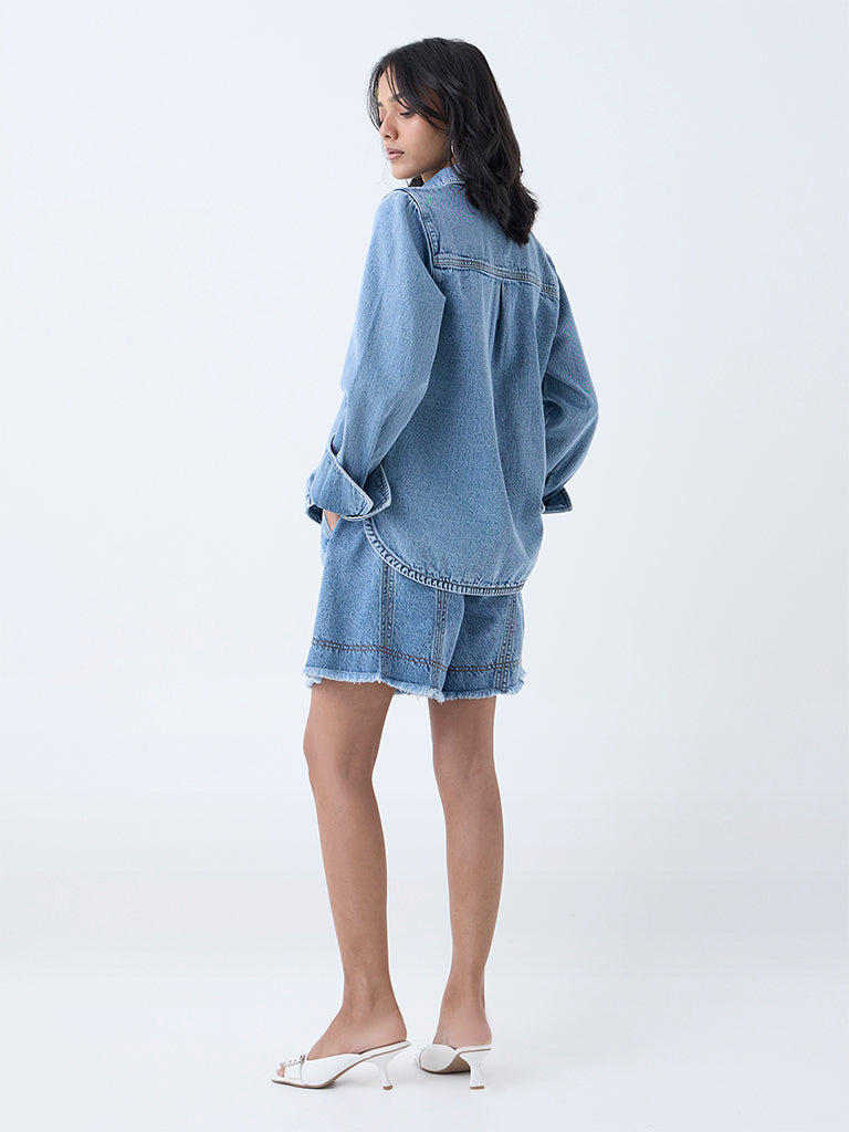 LOV Blue Faded Denim Shirt
