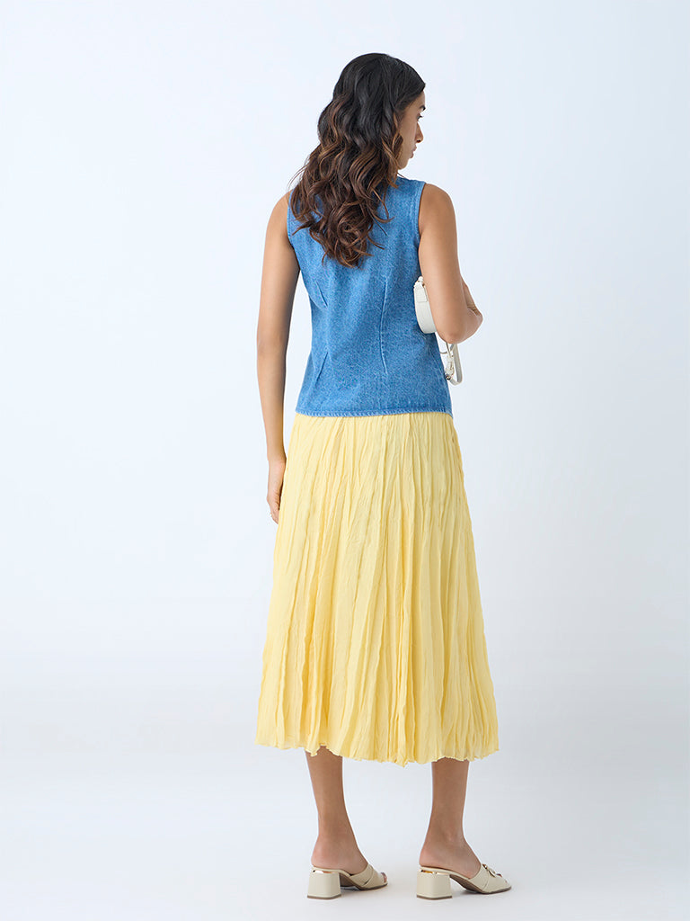 Westside LOV Women's Blue Denim Vest Top for Casual Wear Back View