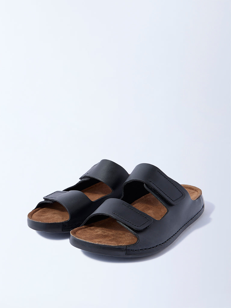 SOLEPLAY Black Dual Strap Slip-On Sandals