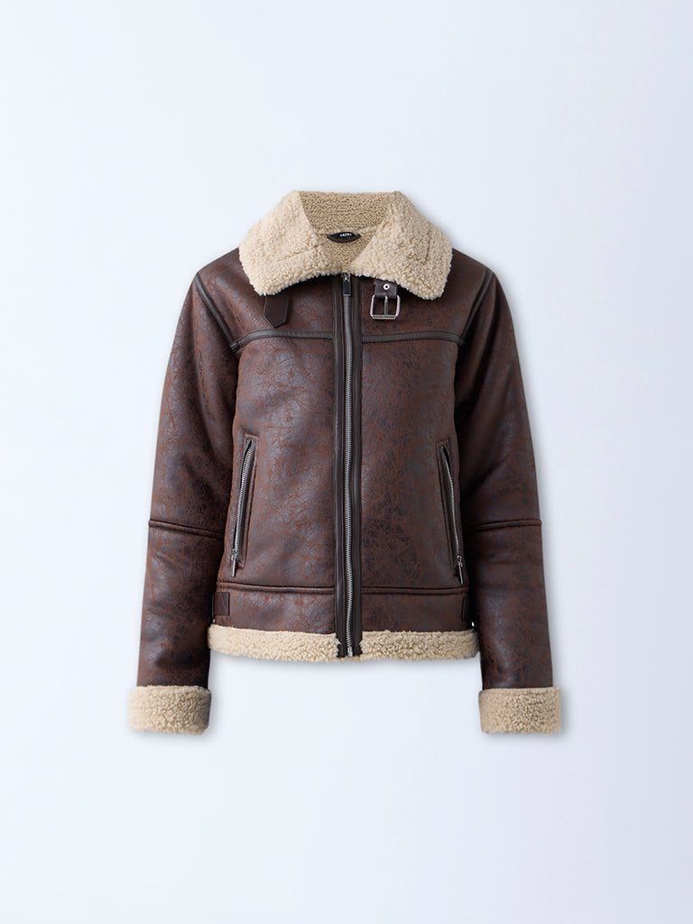 Nuon Brown Solid Jacket