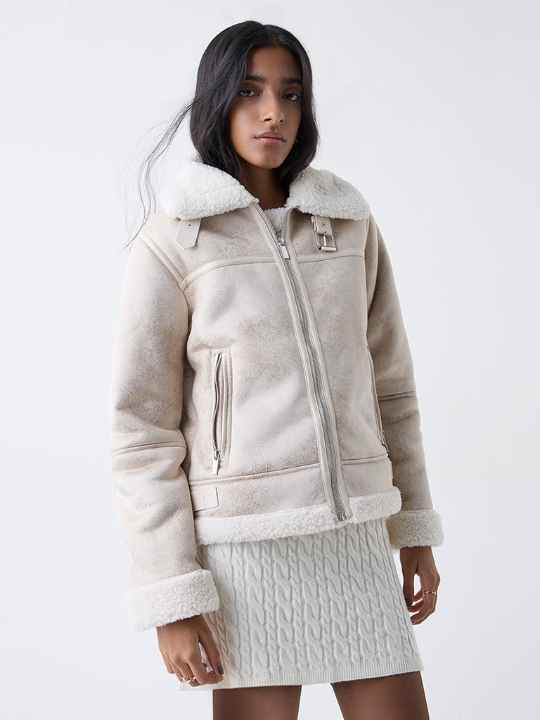 Nuon Off-White Solid Jacket