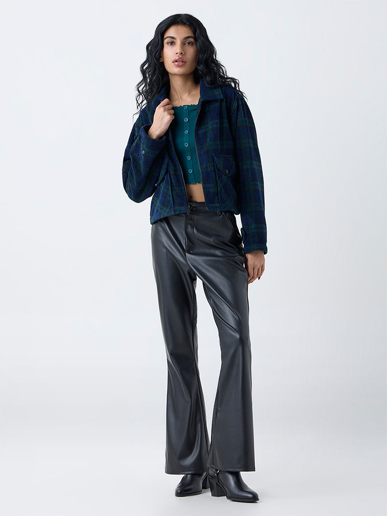 ジャケット・アウター NOT CONVENTIONAL blue plaid 2way blouson FUMIKA UCHIDA / COATED COTTON PLAID REVERSIBLE BLOUSON / BEIGE/D