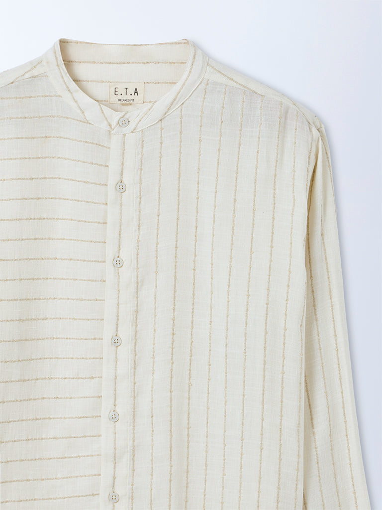 ETA Off-White Striped Relaxed-Fit Shirt
