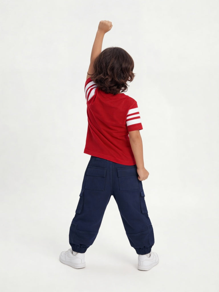 HOP Kids Boys Kids Boys Red Text Detailed Cotton T-Shirt