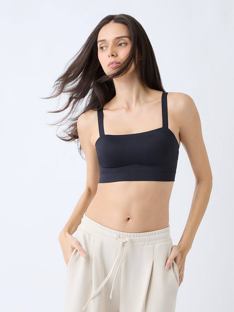 Wunderlove Black Solid Underwired Bra