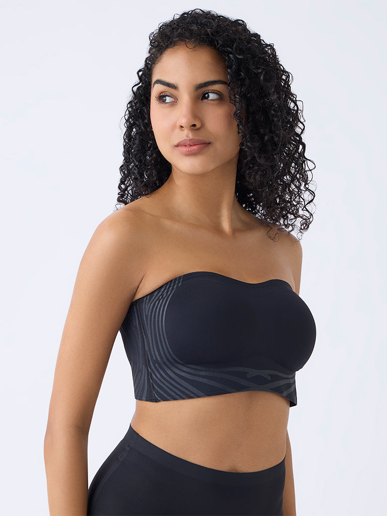 Wunderlove Black Shadow Sculpt Padded Bandeau Bra