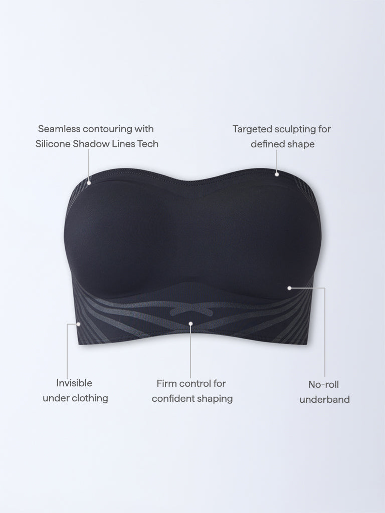 Wunderlove Black Shadow Sculpt Padded Bandeau Bra