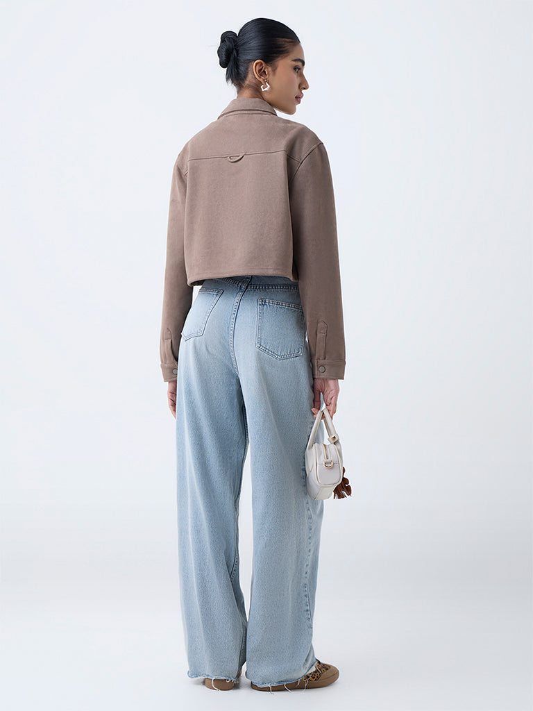 Nuon Taupe Faux-Suede Jacket