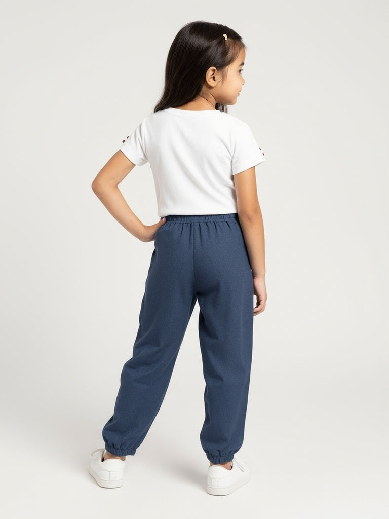 HOP Kids Girls White Printed Cotton T-Shirt