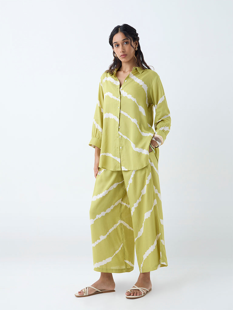 Utsa Lime Tie-Dye Design Tunic