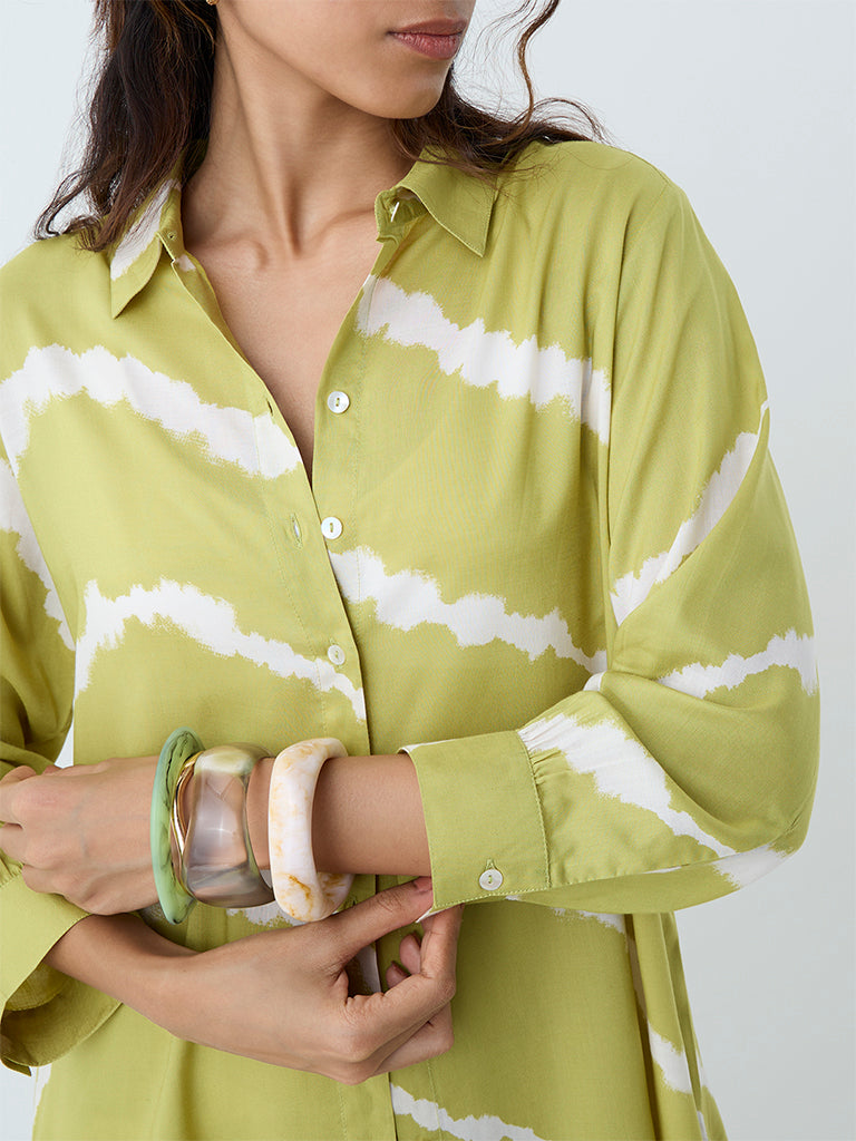 Utsa Lime Tie-Dye Design Tunic
