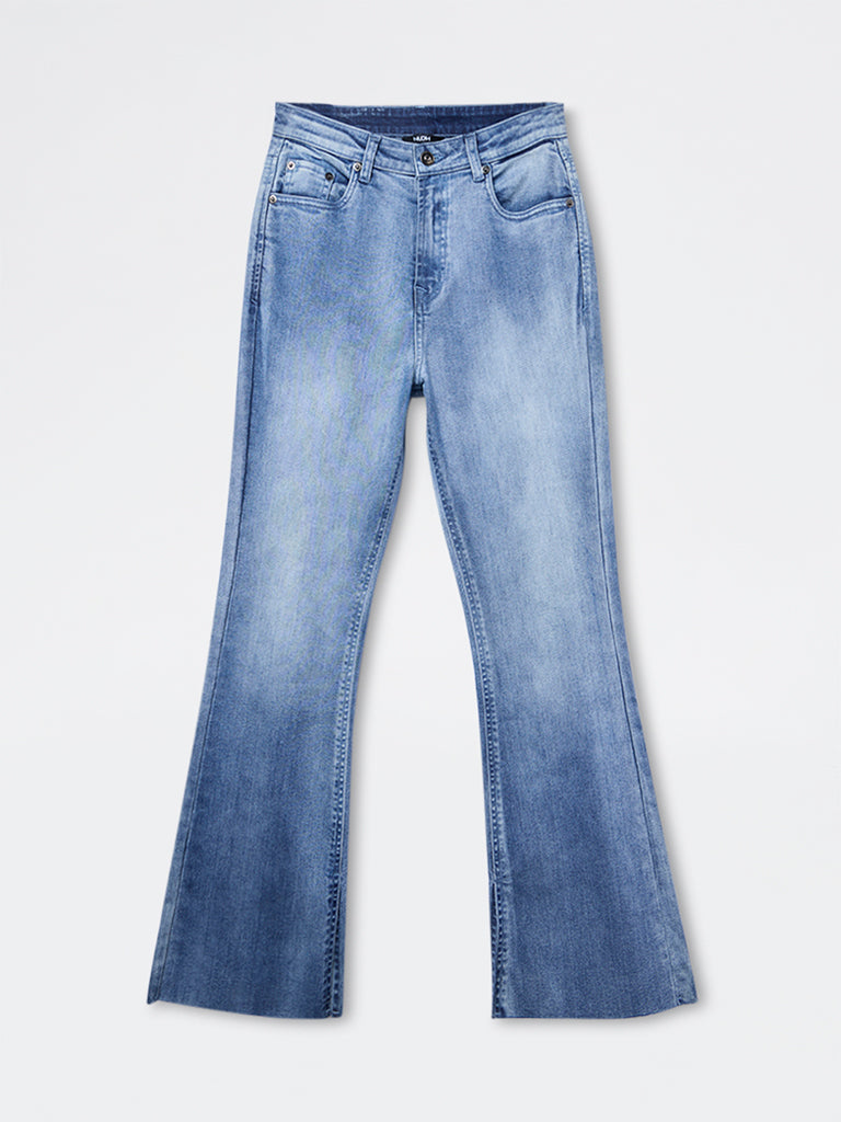 Nuon Blue Faded Bootcut Mid-Rise Jeans