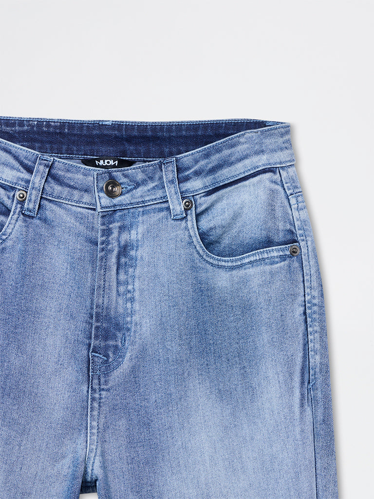 Nuon Blue Faded Bootcut Mid-Rise Jeans