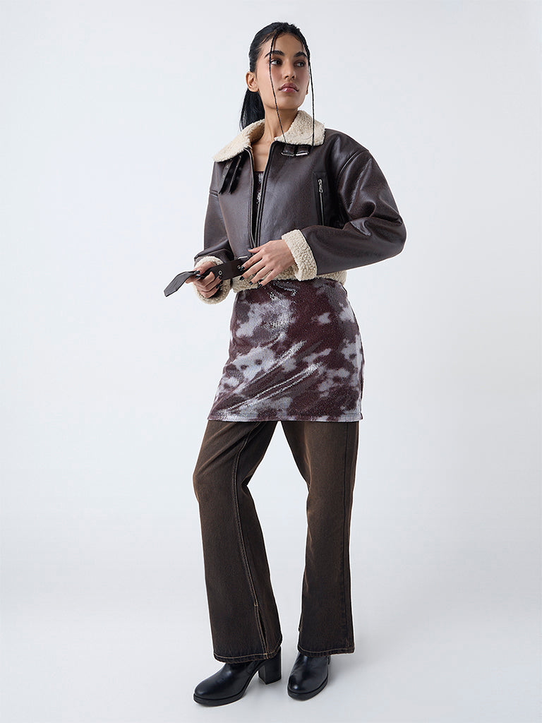Nuon Brown Faux-Fur Jacket
