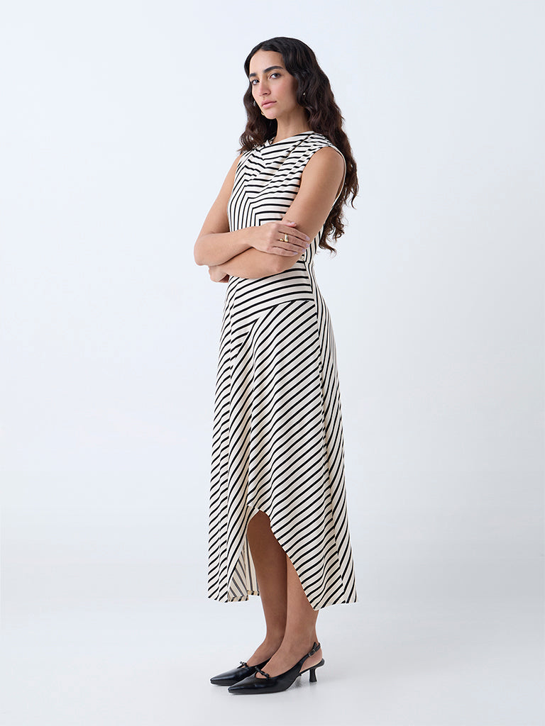 Wardrobe Off-White Striped A-Line Dress