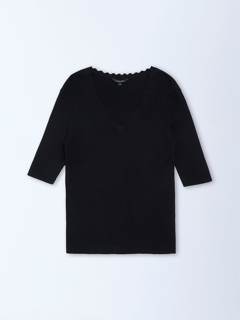 Wardrobe Black Self-Striped Top