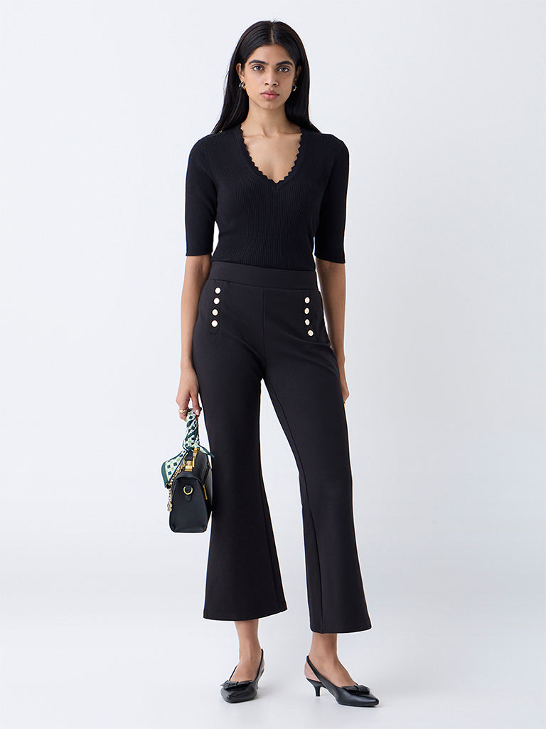 Wardrobe Black Self-Striped Top
