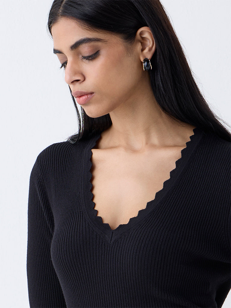 Wardrobe Black Self-Striped Top