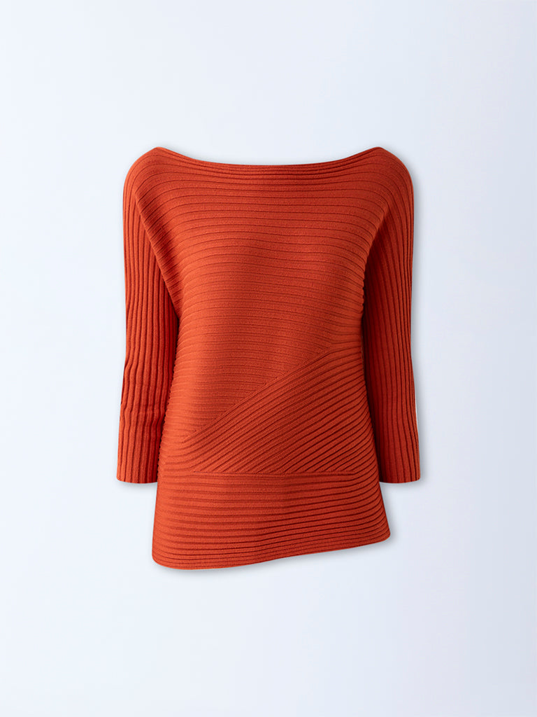 Wardrobe Orange Self-Striped Top