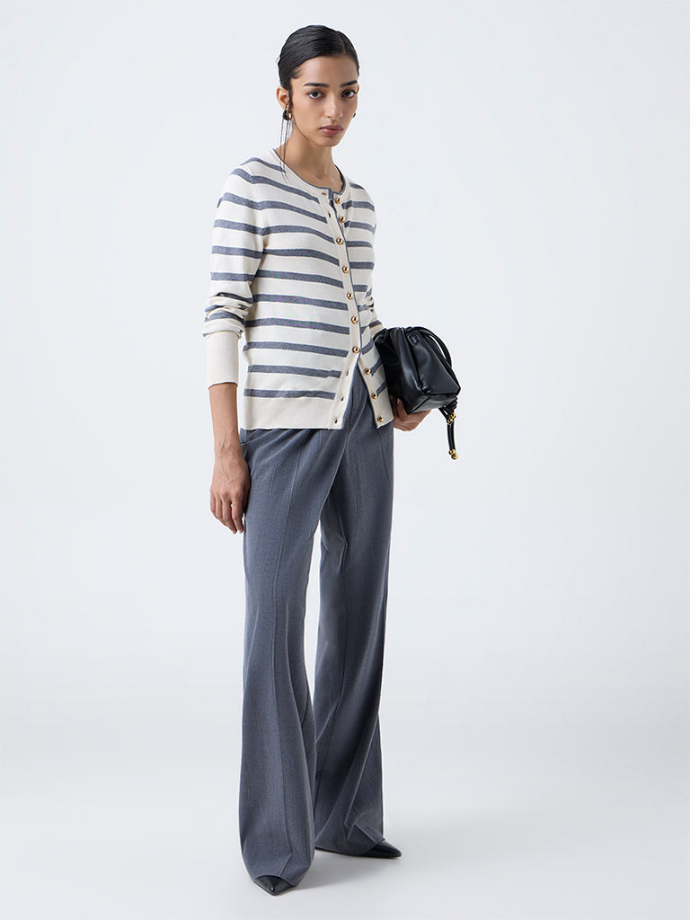 Wardrobe Cream Striped Cardigan
