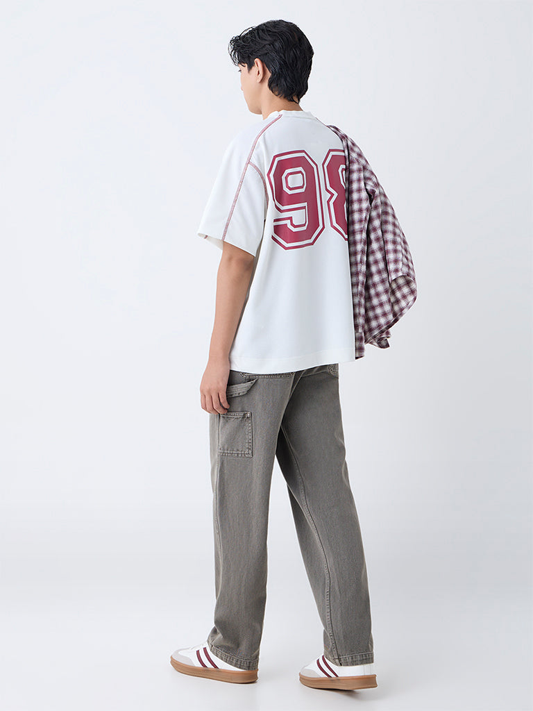 Nuon Grey Solid Relaxed-Fit Mid-Rise Jeans