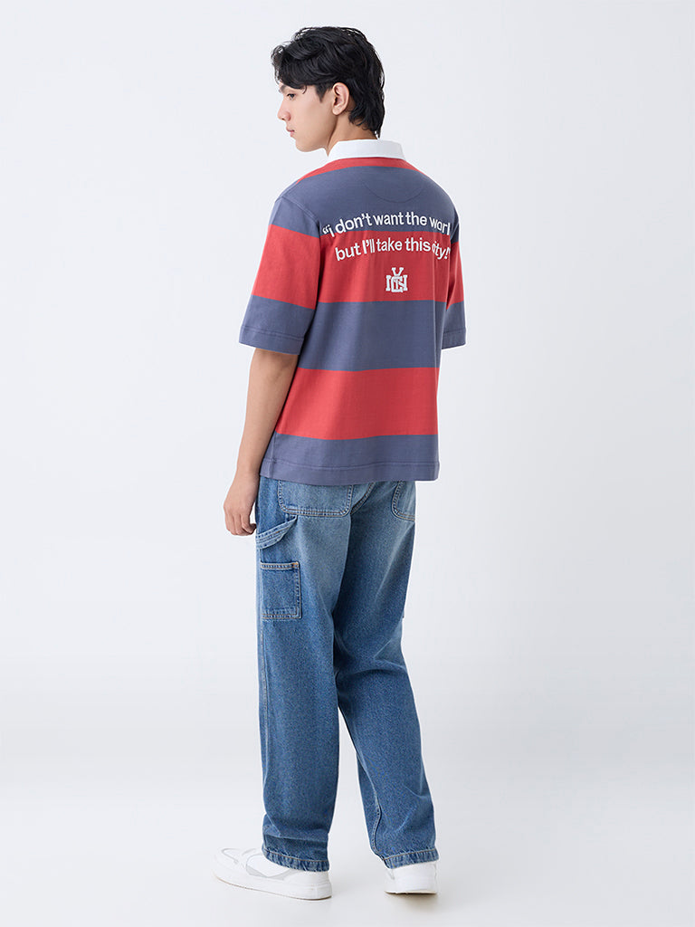 Nuon Blue Faded Relaxed-Fit Mid-Rise Jeans