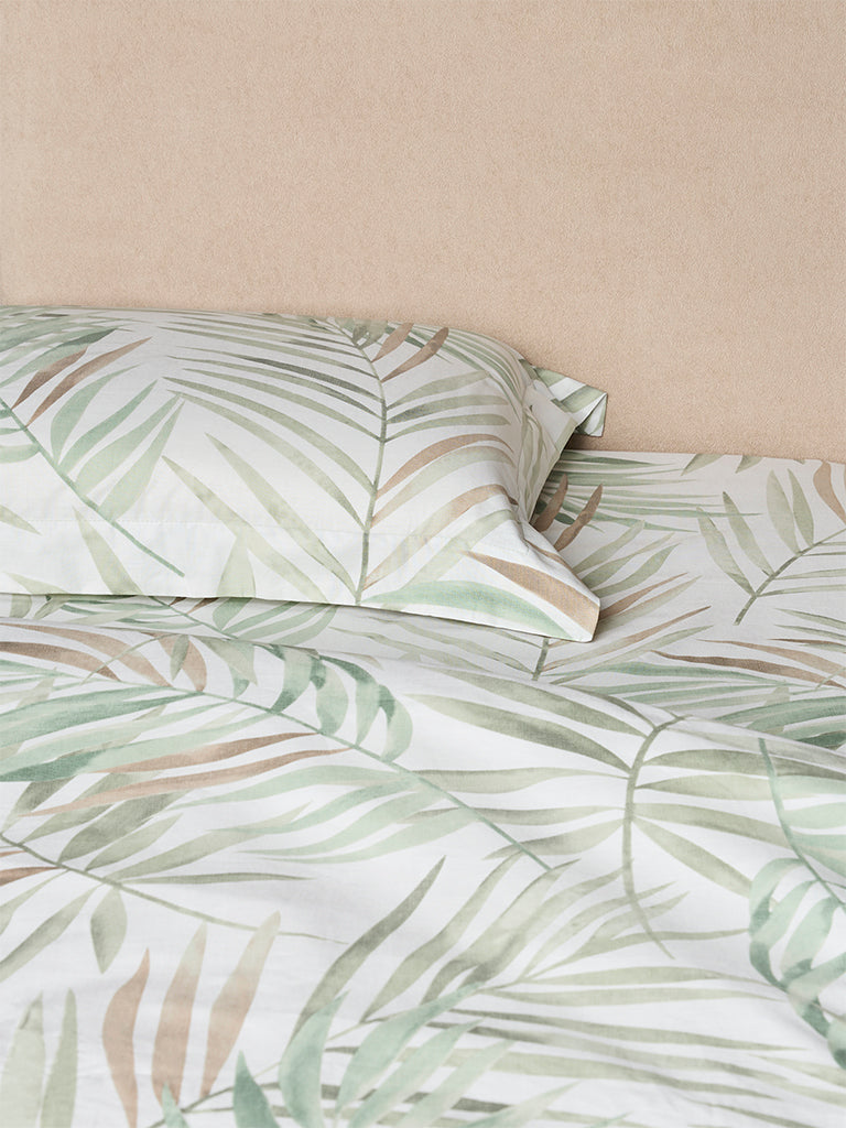Westside Home Green Leaf Design Queen Bed Sheet Set