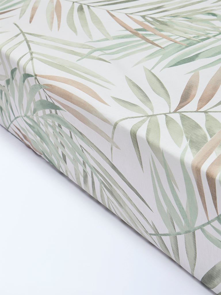 Westside Home Green Leaf Design Queen Bed Sheet Set