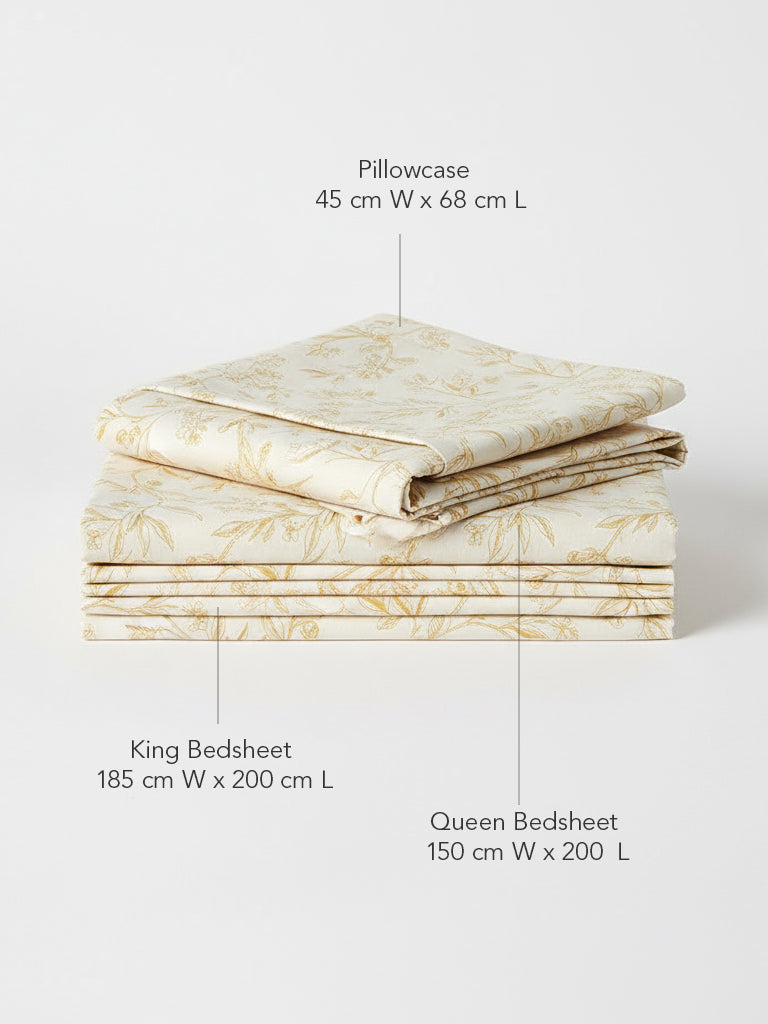 Westside Home Mustard Berry Design King Bed Sheet Set